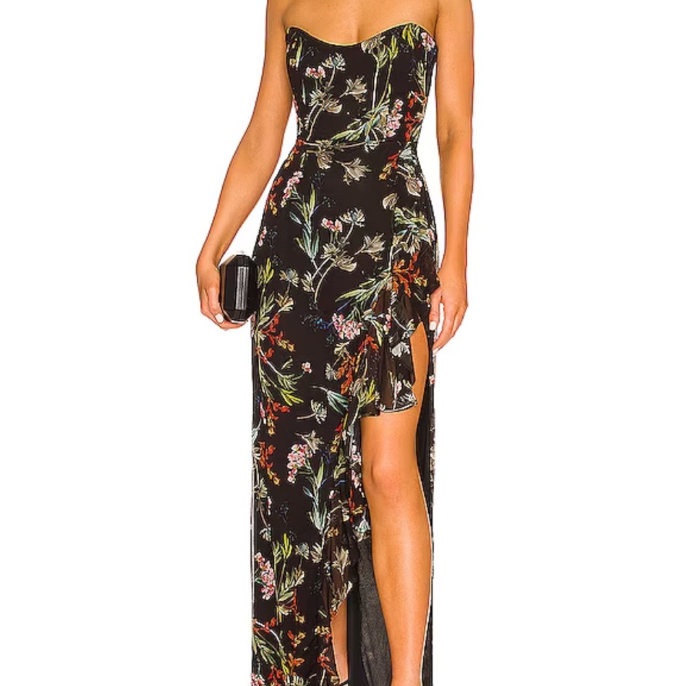 Revolve Katie May Baby Cakes Gown in Black Floral